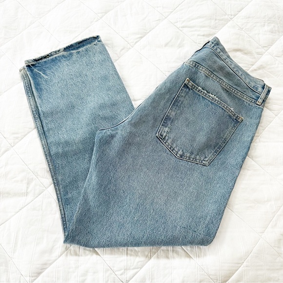 NWT AGOLDE '90s Pinch Waist Ripped Straight Leg Organic Cotton Jeans Abstract 32 - Picture 2 of 10